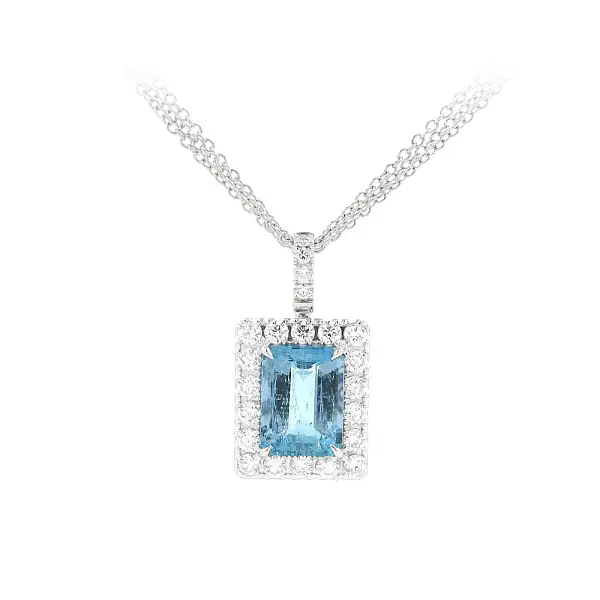 Zářivý Akvamarín v Kombinaci s Diamantovým Leskem – Luxusní Náhrdelník