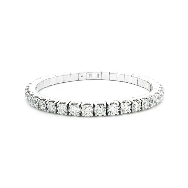 Luxusní Tenisový Náramek Zdobený Diamanty v Bílém Zlatě