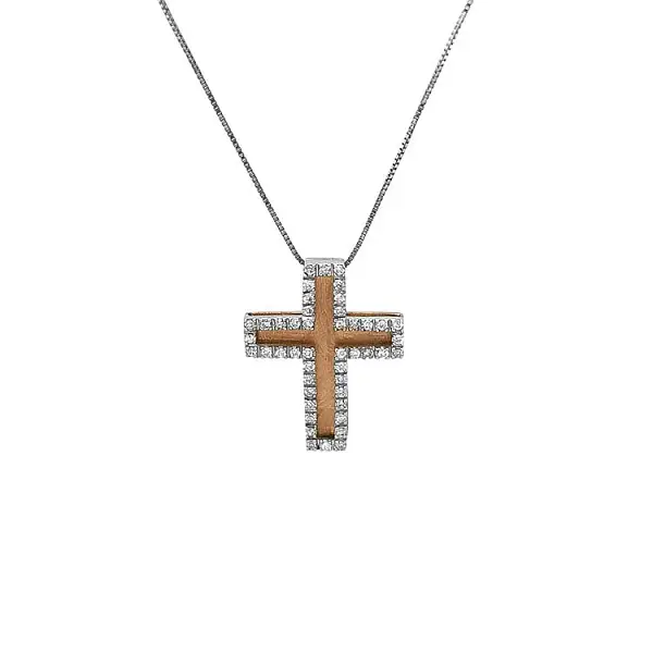 Zlatý Přívěsek Kříž s Diamanty