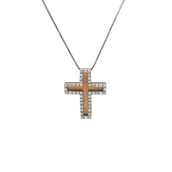Zlatý Přívěsek Kříž s Diamanty