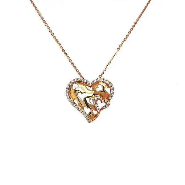 Zlatý Přívěsek Srdce s Diamanty