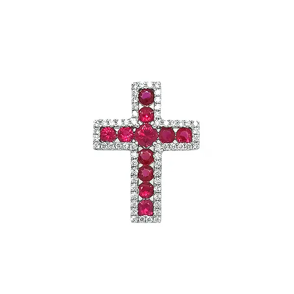 Zlatý Přívěsek s Rubíny a Diamanty