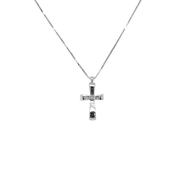 Zlatý Přívěsek Kříž s Diamantem