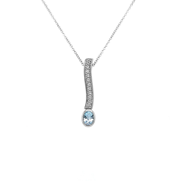 Zlatý Přívěsek s Modrým Topazem a Diamanty