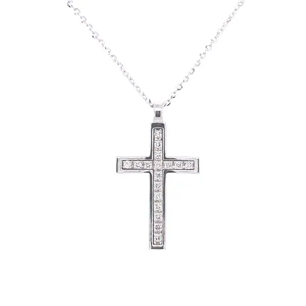 Zlatý Přívěsek Kříž Zancan Insignia s Diamanty EC578B