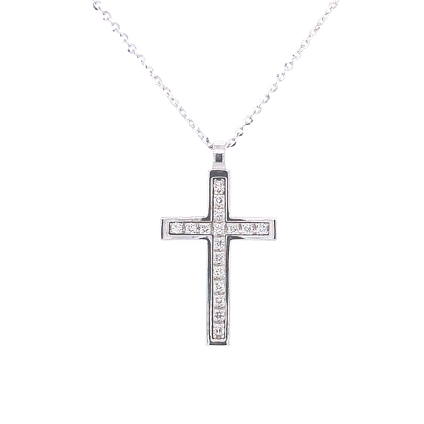 Gold Pendant Cross Zancan Insignia with Diamonds EC578B