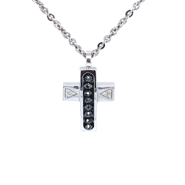 Gold Pendant Cross Zancan Black Magic EC148B