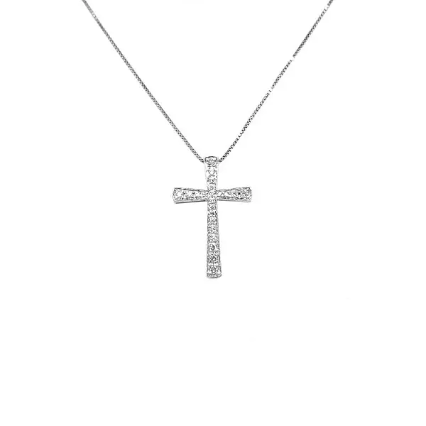 Zlatý Přívěsek Kříž s Diamanty