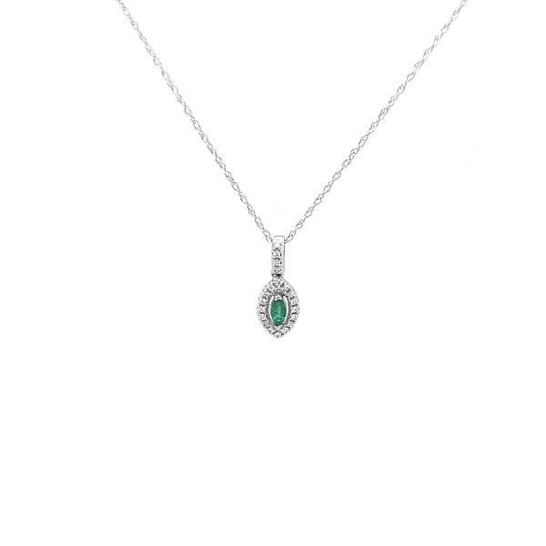 Emerald pendant with white gold diamonds