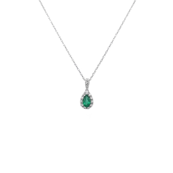 Emerald pendant with white gold diamonds