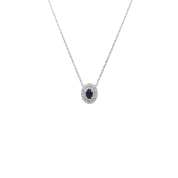 Gold pendant with sapphire and diamonds
