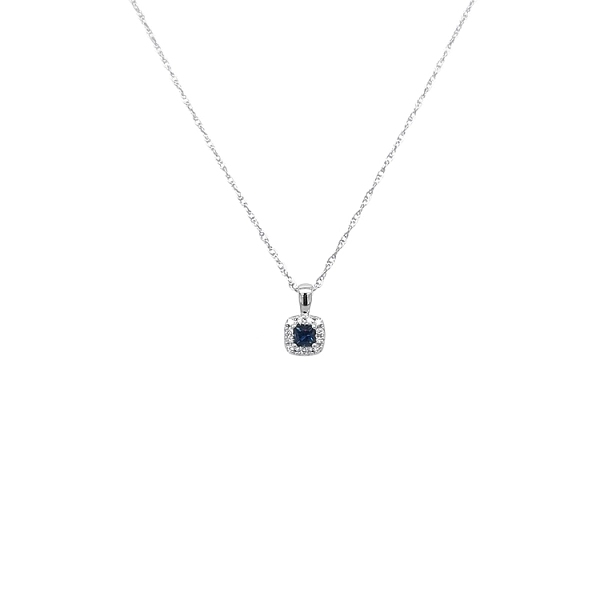 Gold pendant with sapphire and diamonds