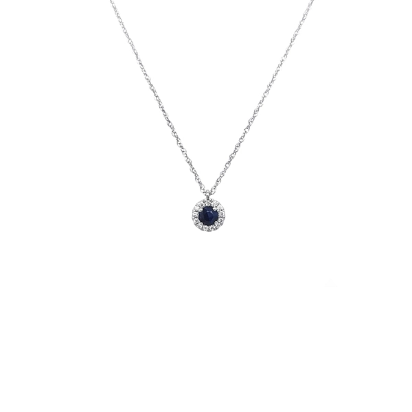 Gold pendant with sapphire and diamonds