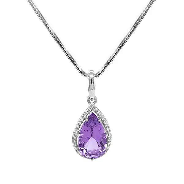 Zlatý Přívěsek s Ametystem a Diamanty