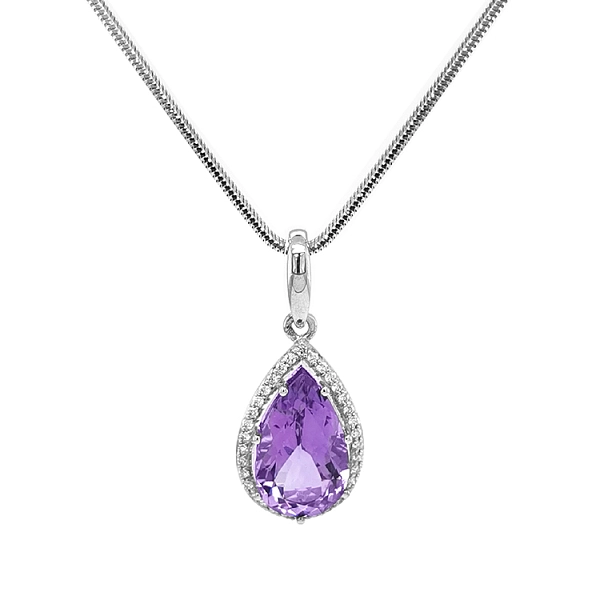 Zlatý Přívěsek s Ametystem a Diamanty