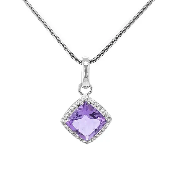 Zlatý Přívěsek s Ametystem a Diamanty