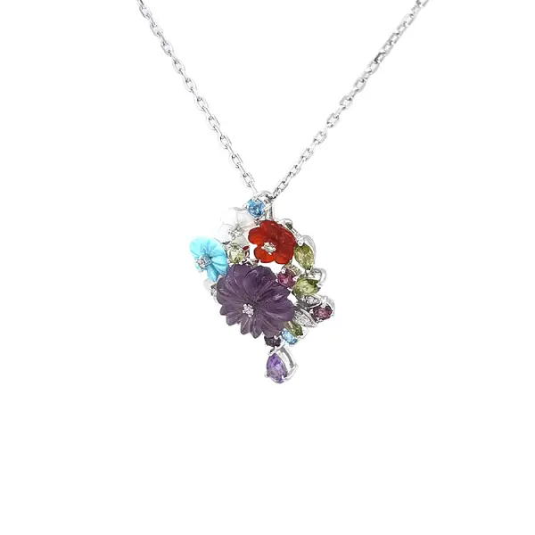 Zlatý Přívěsek Polodrahokamy a Diamanty