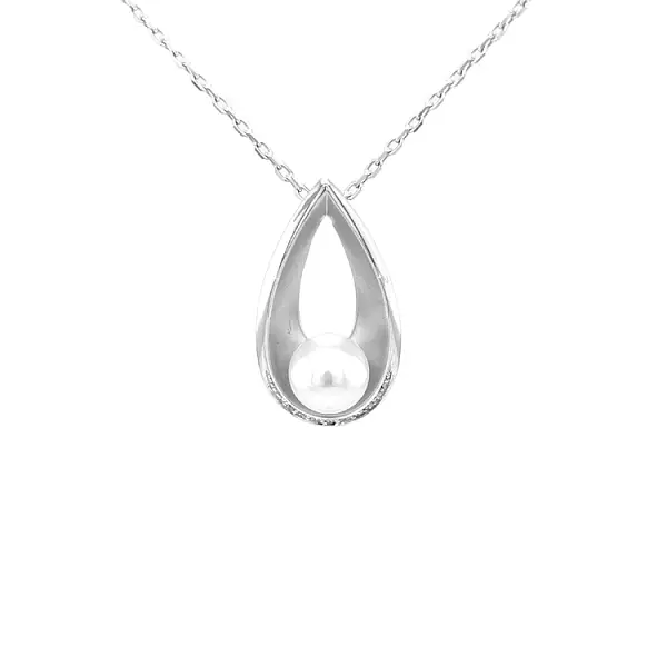 Zlatý Přívěsek Přírodní Perla a Diamanty