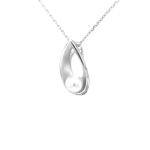 Zlatý Přívěsek Přírodní Perla a Diamanty