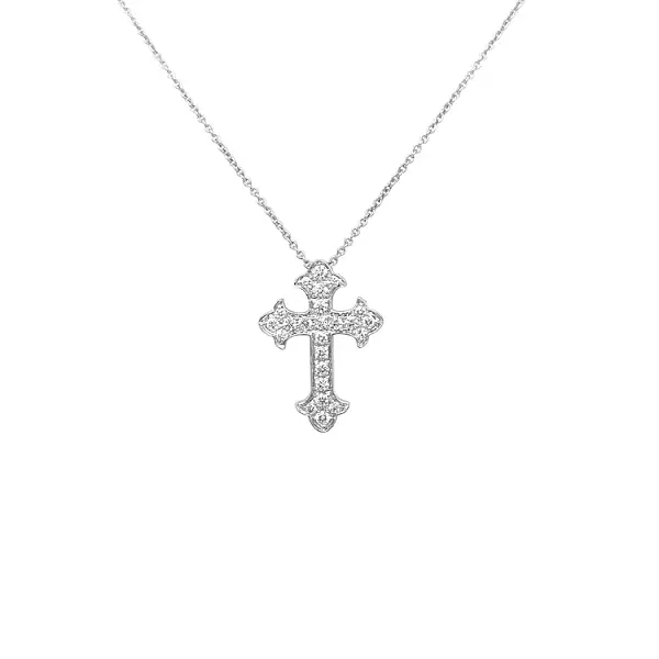 Zlatý Přívěsek Kříž s Diamanty