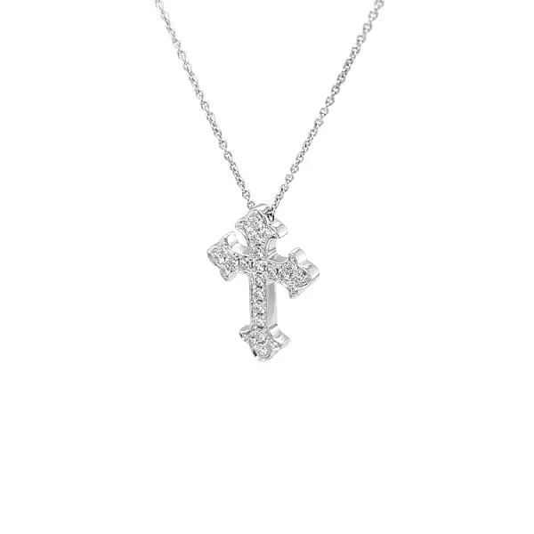 Zlatý Přívěsek Kříž s Diamanty