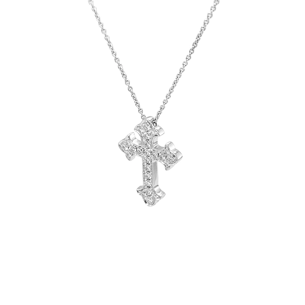 Zlatý Přívěsek Kříž s Diamanty