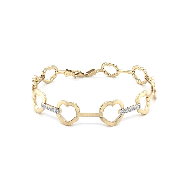 Gold Women's Bracelet Heart with Zircons