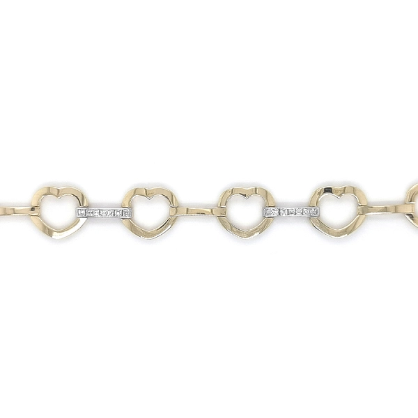 Gold Women's Bracelet Heart with Zircons