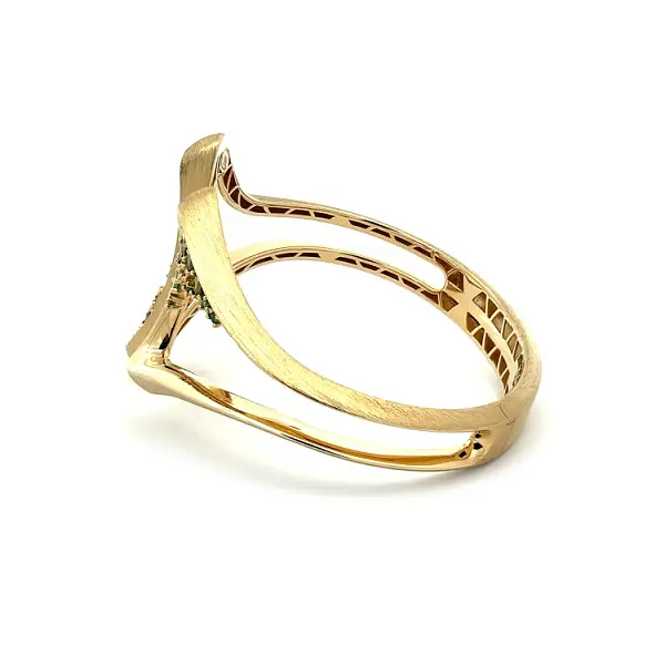 Zlatý Dámský Náramek se Zelenými Kameny