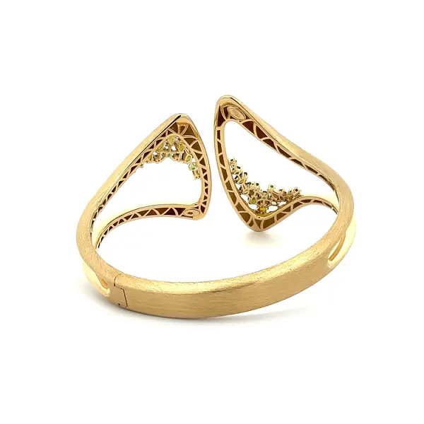 Zlatý Dámský Náramek se Zelenými Kameny