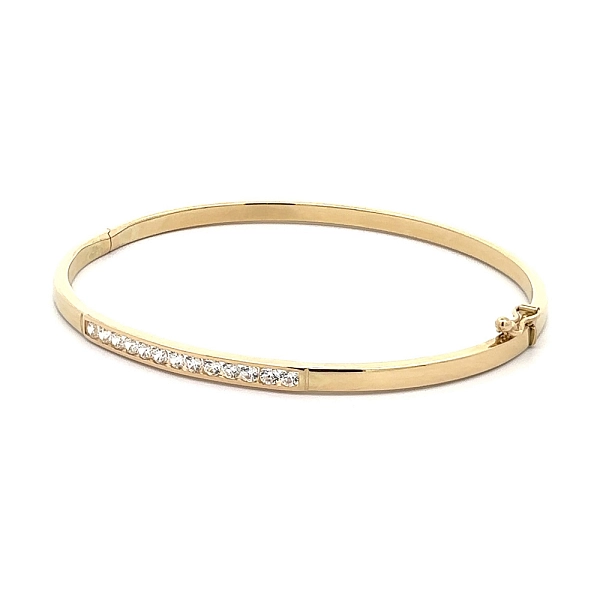 Gold Bangle Bracelet with Zircons