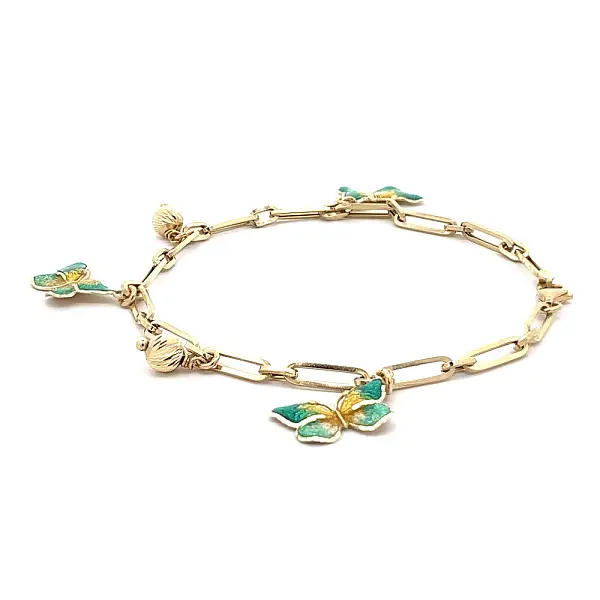 Zlatý Náramek Motýlky se Smaltem