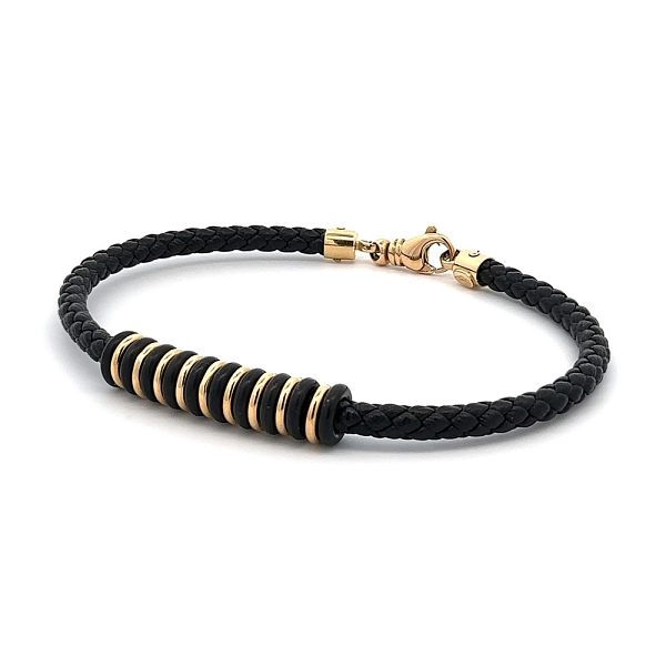 Gold Men's Leather Bracelet