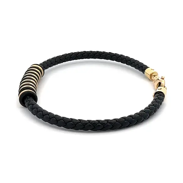 Zlatý Pánský Kožený Náramek