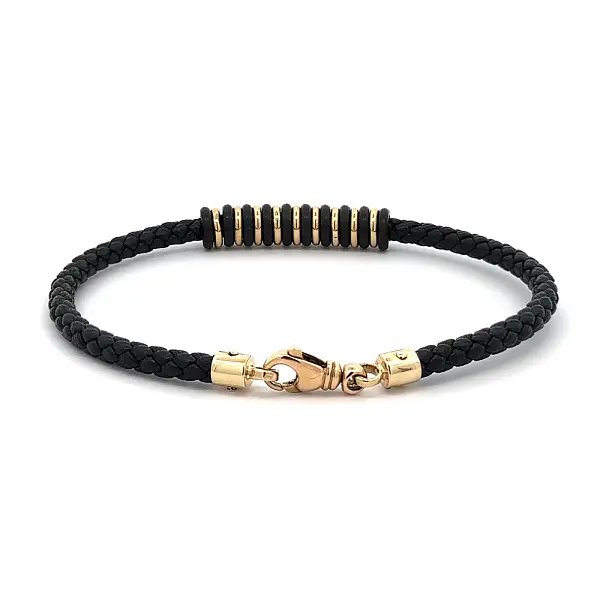 Zlatý Pánský Kožený Náramek