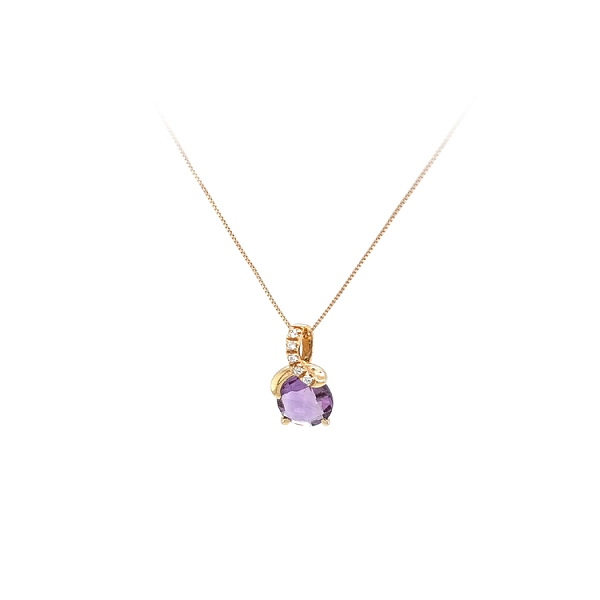 Gold Necklace with Purple Stone