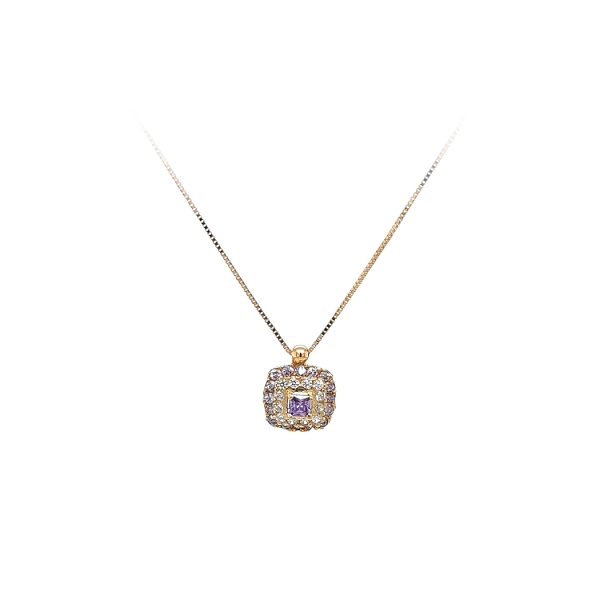 Gold Necklace with Purple Stone