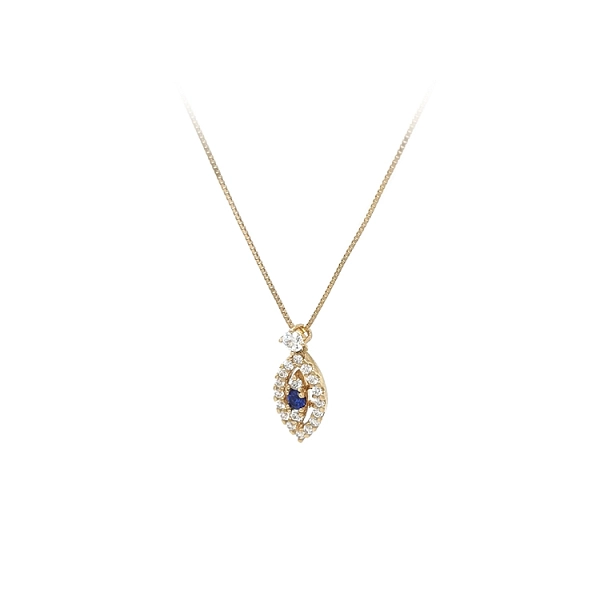 Gold Necklace with Blue Stone