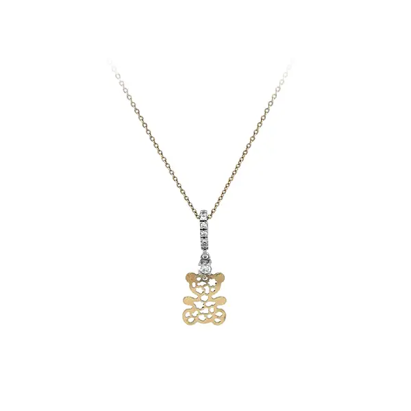 Zlatý Náhrdelník Medvídek z Kombinovaného Zlata