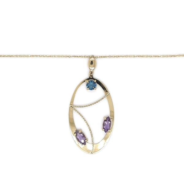 Gold Necklace with Coloured Stones