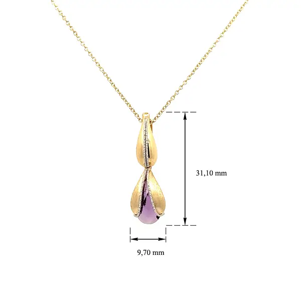 Zlatý Náhrdelník s Fialovým Kamenem