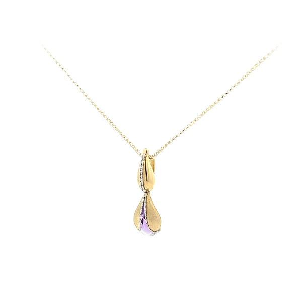 Gold Necklace with Purple Stone