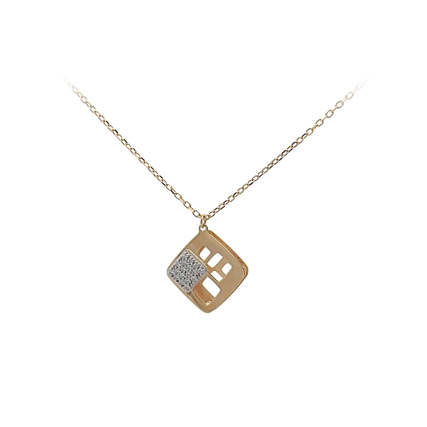Gold Necklace with Zircons