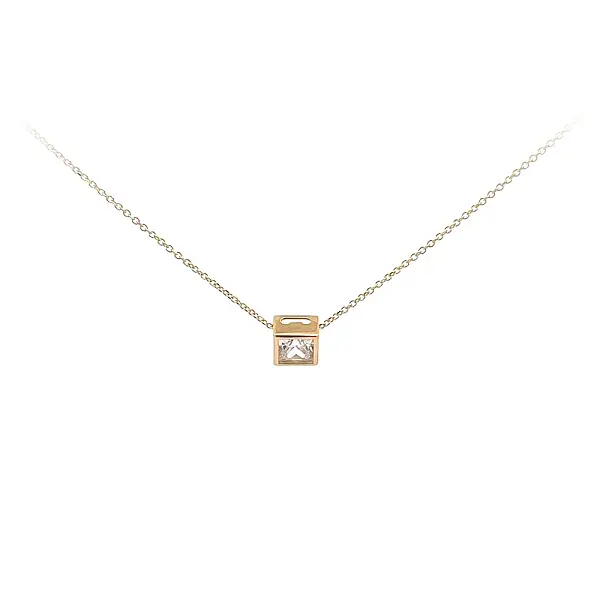 Zlatý Náhrdelník Solitér se Zirkonem