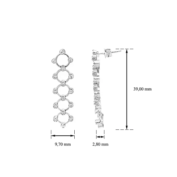 Zlaté Visací Náušnice se Zirkony