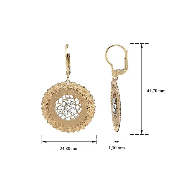 Zlaté Visací Náušnice se Zirkony