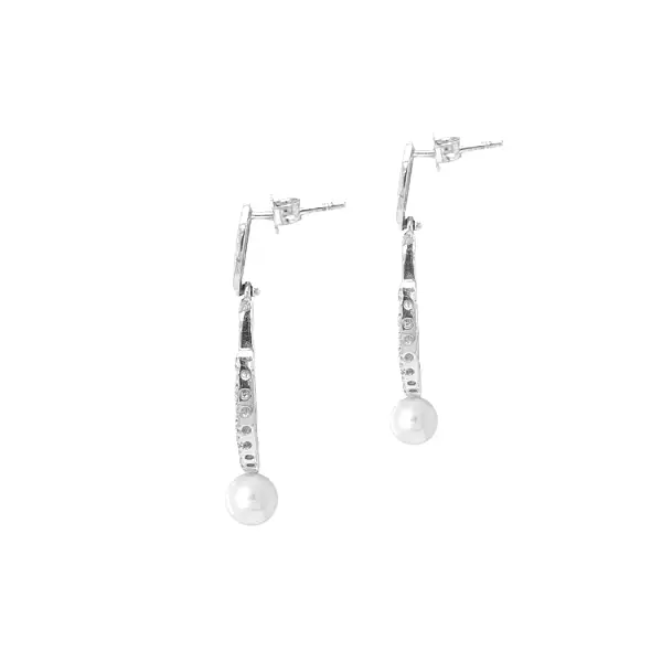 Zlaté Náušnice s Perlou a Zirkony