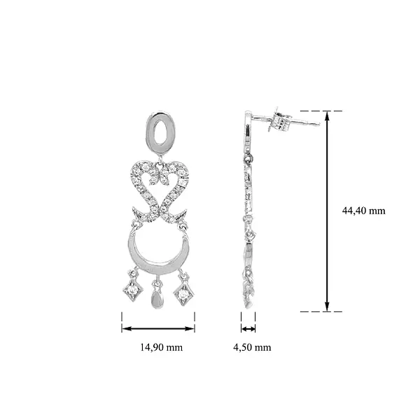 Zlaté Visací Náušnice se Zirkony