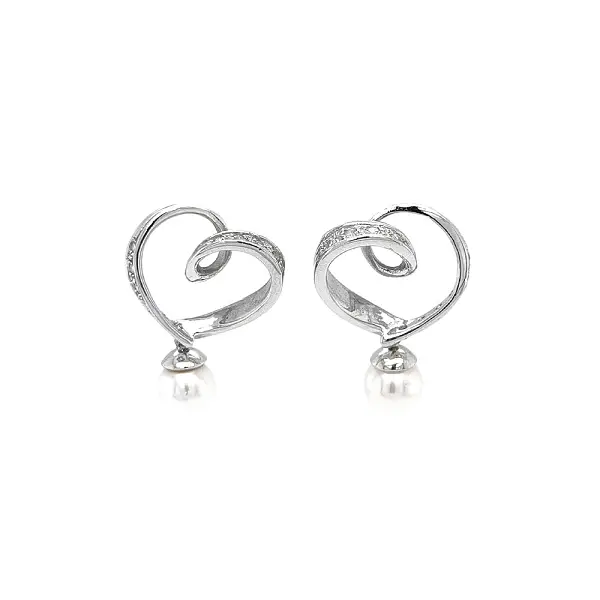 Elegantní náušnice s perlami a zirkony z bílého zlata