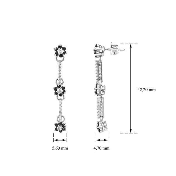 Zlaté Visací Náušnice se Zirkony